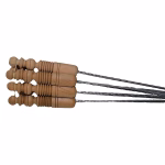 Moroccan Metal Skewers With Wood Tip Carved Handles, Set Of 12