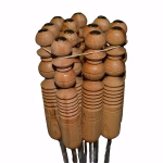 Moroccan Metal Skewers With Wood Tip Carved Handles, Set Of 12