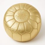 Handcrafted Moroccan Leather Pouf Gold