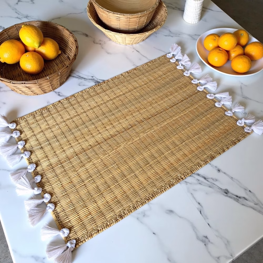 Hand-Woven Moroccan Tassel Placemats