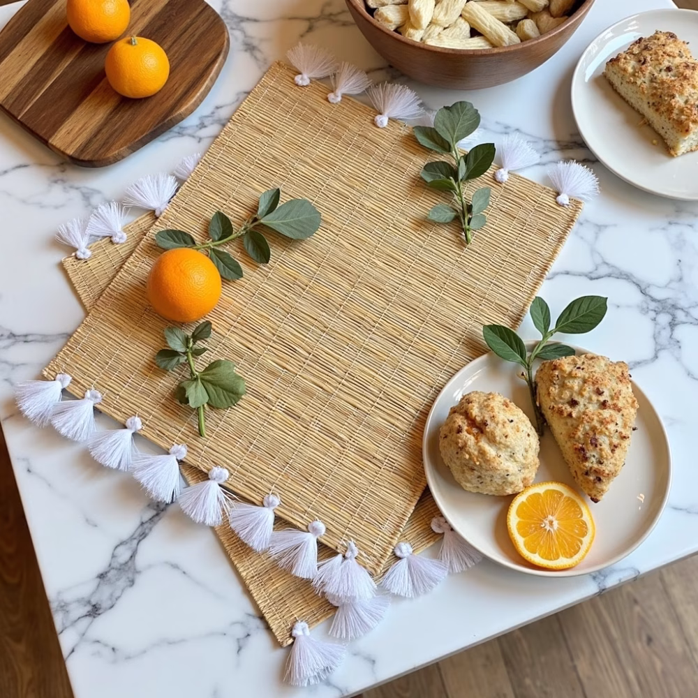 Hand-Woven Moroccan Tassel Placemats