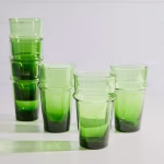 Set of 6 green Beldi tea glasses