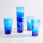 Blue Beldi tea glasses stacked