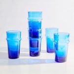 Blue Beldi tea glasses stacked