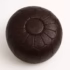 Dark brown leather pouf ottoman with classic panel design