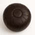 Dark brown leather pouf ottoman with classic panel design