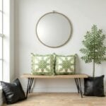 Green cushion covers with minimalist decor setting