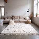 Handmade White Moroccan Beni Ourain Rug - Made with Natural Wool