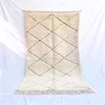 Handmade White Moroccan Beni Ourain Rug - Made with Natural Wool