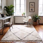 Handmade White Moroccan Beni Ourain Rug - Made with Natural Wool