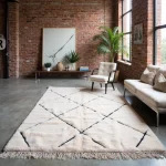 Handmade White Moroccan Beni Ourain Rug - Made with Natural Wool
