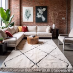 Handmade White Moroccan Beni Ourain Rug - Made with Natural Wool