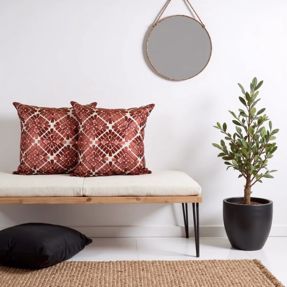 Moroccan Embroidered Pillow Covers 18x18, Set of 2