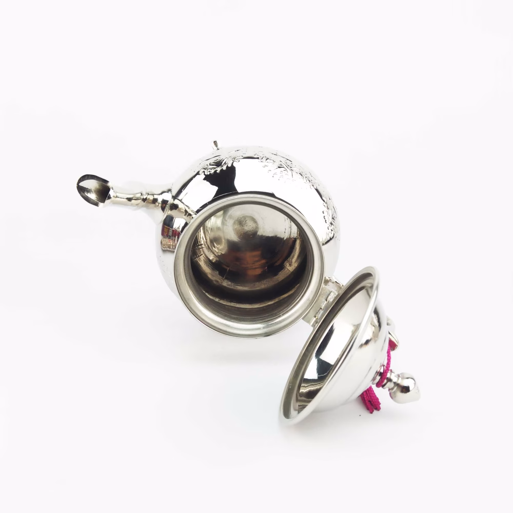 Top view of silver Moroccan teapot