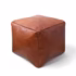 Authentic Moroccan square leather pouf in light brown