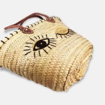 Moroccan Straw Tote Bag With Leather Handles, Wink Design