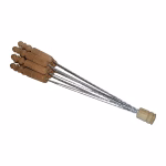 Moroccan Metal Skewers With Wood Tip Carved Handles, Set Of 12