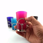 Morrocan Colourful Tea Cups With Metal Decoration (set Of 6)