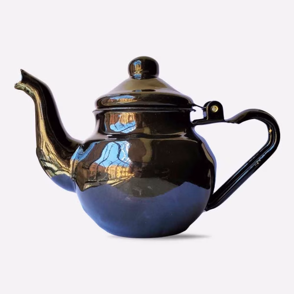 Vintage Moroccan Handmade Enameled Teapot - Blue/Green/Red/Charcoal