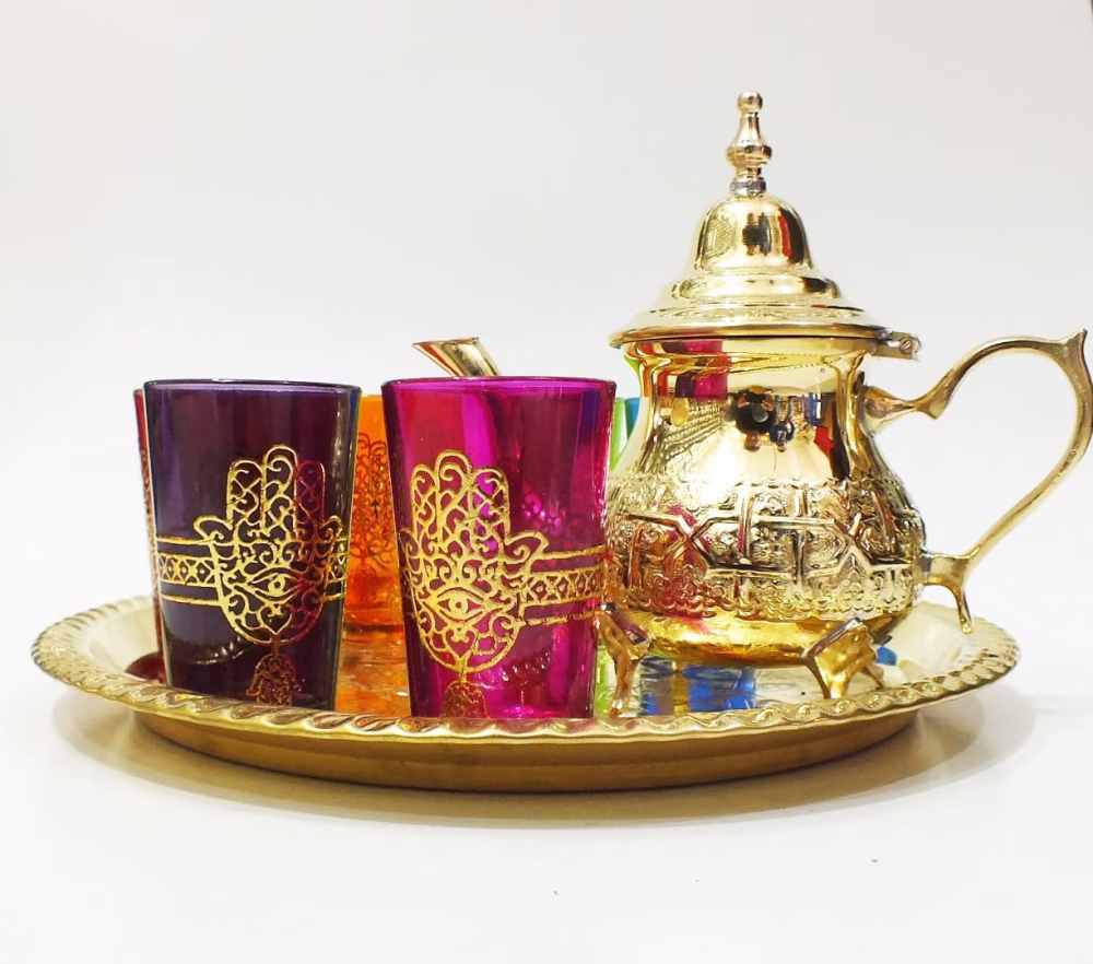 Moroccan Vintage Tea Set Gold (8 Items)