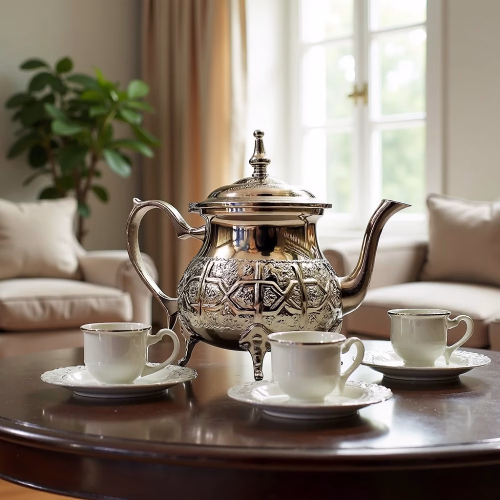 Traditional Moroccan teapot displayed in home interior