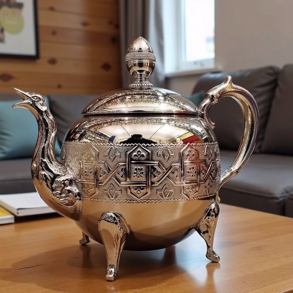 Elegant royal tea pot in cozy home setting