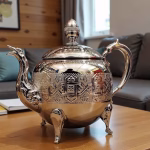 Elegant royal tea pot in cozy home setting