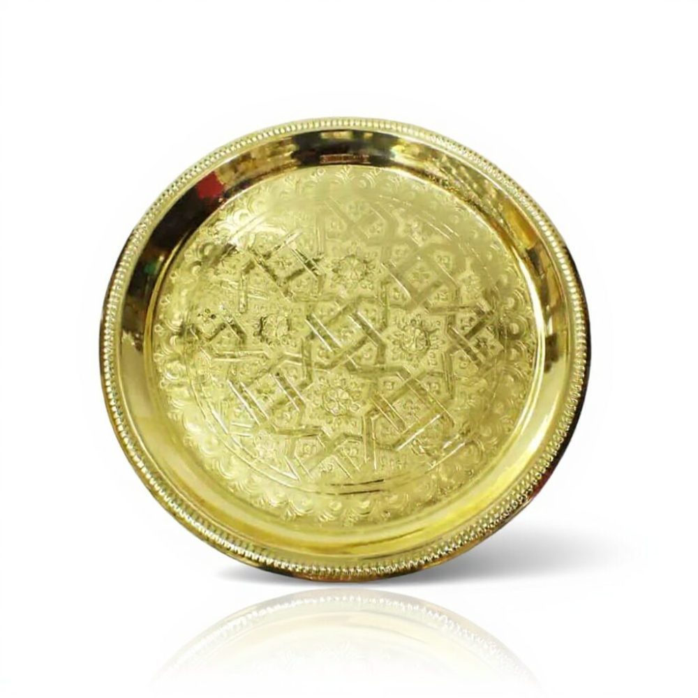Moroccan Brass Tray Table, Round