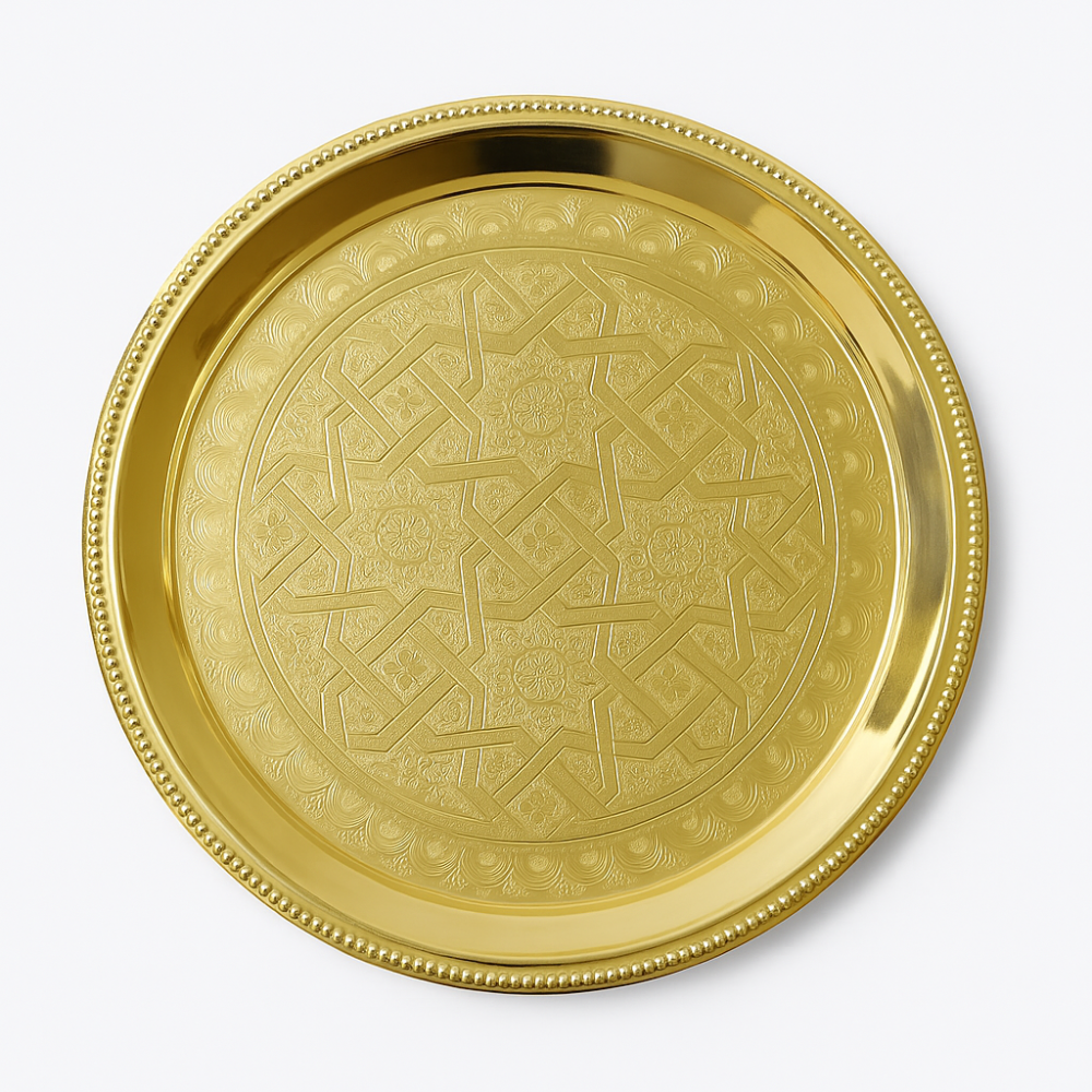 Moroccan Brass Tray Table, Round
