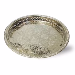 Moroccan silver tray With Feet, Round