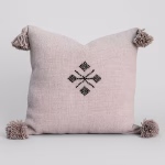 Light beige Moroccan cushion with traditional embroidery