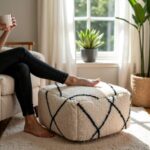 Moroccan Floor Cushions White In Black