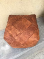Moroccan Modern Square Pouf With Piping In Retro Look