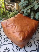Moroccan Modern Square Pouf With Piping In Retro Look