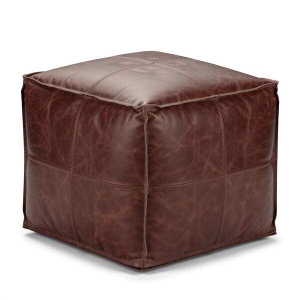 Moroccan Square Natural Pouf in Brown