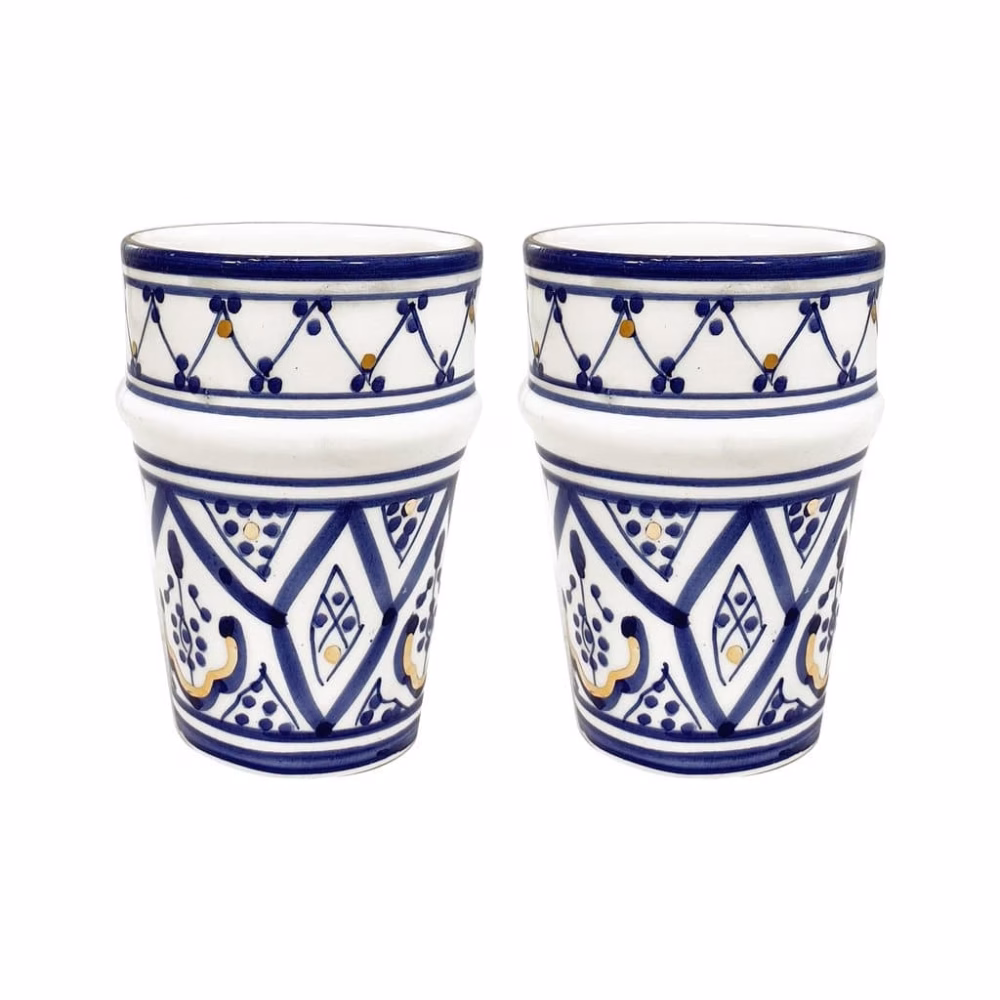 Moroccan Handmade Ceramic Cup, Set Of 6