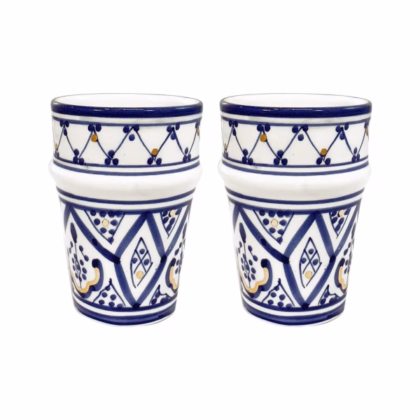 Moroccan Handmade Ceramic Cup, Set Of 6