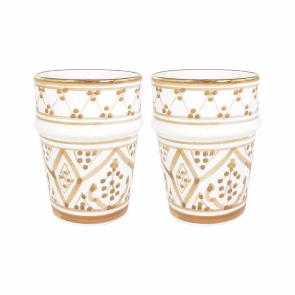 Moroccan Handmade Ceramic Cup, Set Of 6
