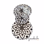 3 Piece Handpainted Moroccan Ceramic Plate Set, Black/white