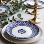Handcrafted Blue Moroccan Ceramic Plates 13.7 Diameter