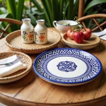 Handcrafted Blue Moroccan Ceramic Plates 13.7 Diameter