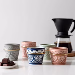 Handmade Moroccan Ceramic Cups with Pure Gold Ornaments