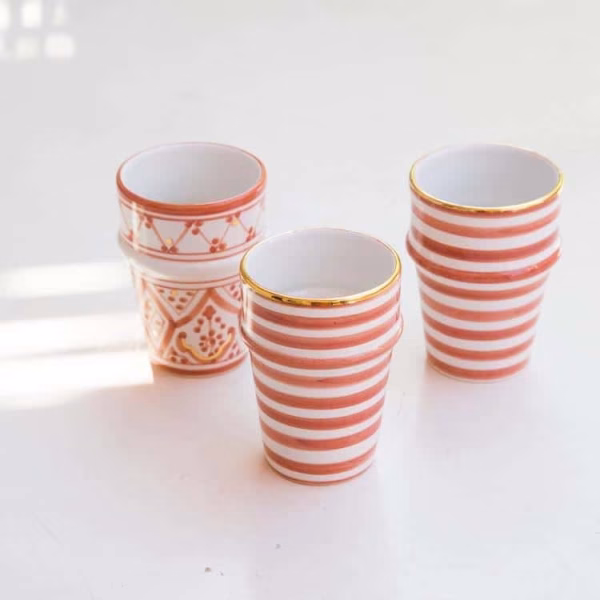 Moroccan Handmade Ceramic Cup, Set Of 6