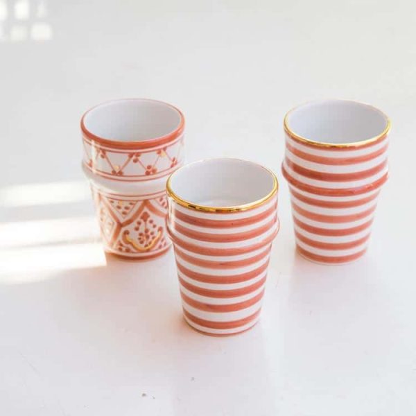 Moroccan Handmade Ceramic Cup, Set Of 6
