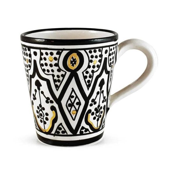 Moroccan Handmade Ceramic Mug With Handle, Set Of 2