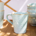 Moroccan Handmade Ceramic Mug With Handle, Set Of 2