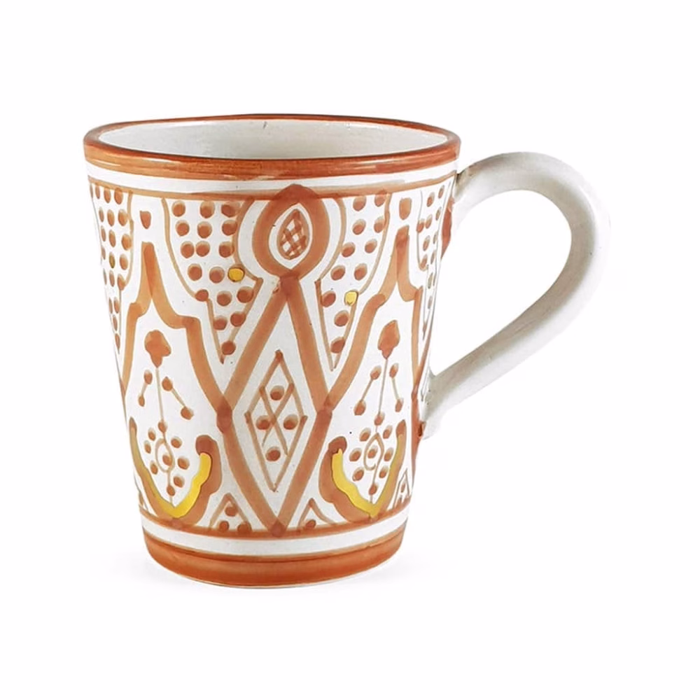 Moroccan Handmade Ceramic Mug With Handle, Set Of 2