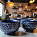 Premium ceramic bowl sets with geometric patterns shown in modern kitchens, restaurants and dining rooms