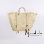 Sturdy Straw Backpack With Leather Handles - Handcrafted Straw and Leather Bag