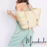 Straw Backpack With Leather Handles